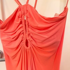 A.L.C. Vibrant Coral Pink Gathered Dress